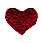 Valentines Day Hearts Pattern Love Red Standard 16  Premium Heart Shape Cushions