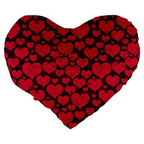 Valentines Day Hearts Pattern Love Red Large 19  Premium Heart Shape Cushions from ArtsNow.com Back