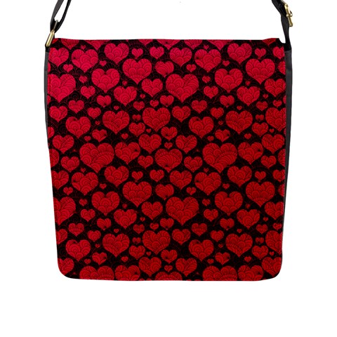 Valentines Day Hearts Pattern Love Red Flap Closure Messenger Bag (L) from ArtsNow.com Front