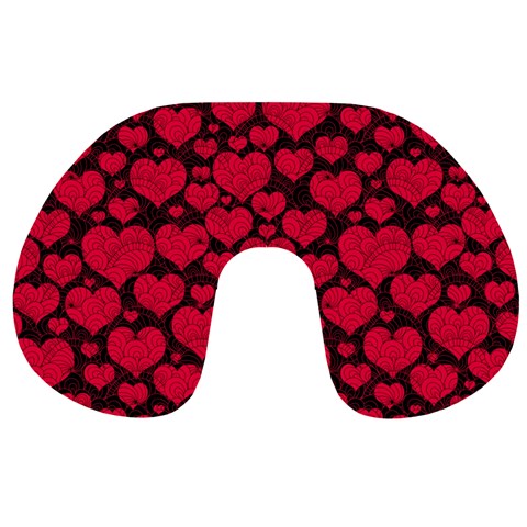 Valentines Day Hearts Pattern Love Red Travel Neck Pillow from ArtsNow.com Front