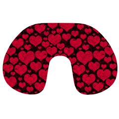 Valentines Day Hearts Pattern Love Red Travel Neck Pillow from ArtsNow.com Front