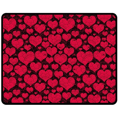 Valentines Day Hearts Pattern Love Red Two Sides Fleece Blanket (Medium) from ArtsNow.com 58.8 x47.4  Blanket Front