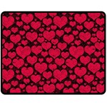 Valentines Day Hearts Pattern Love Red Two Sides Fleece Blanket (Medium)