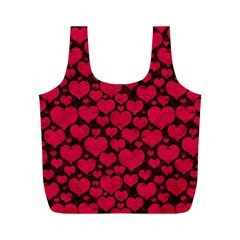 Valentines Day Hearts Pattern Love Red Full Print Recycle Bag (M) from ArtsNow.com Front