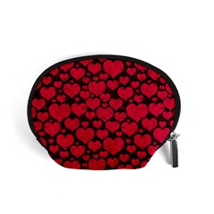 Valentines Day Hearts Pattern Love Red Accessory Pouch (Small) from ArtsNow.com Front