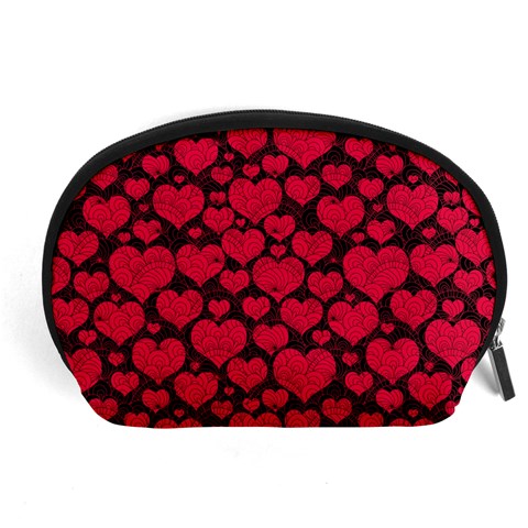 Valentines Day Hearts Pattern Love Red Accessory Pouch (Large) from ArtsNow.com Front