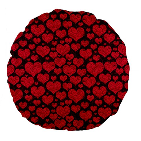 Valentines Day Hearts Pattern Love Red Large 18  Premium Flano Round Cushions from ArtsNow.com Front