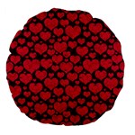 Valentines Day Hearts Pattern Love Red Large 18  Premium Flano Round Cushions