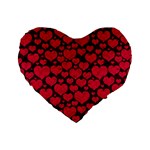 Valentines Day Hearts Pattern Love Red Standard 16  Premium Flano Heart Shape Cushions