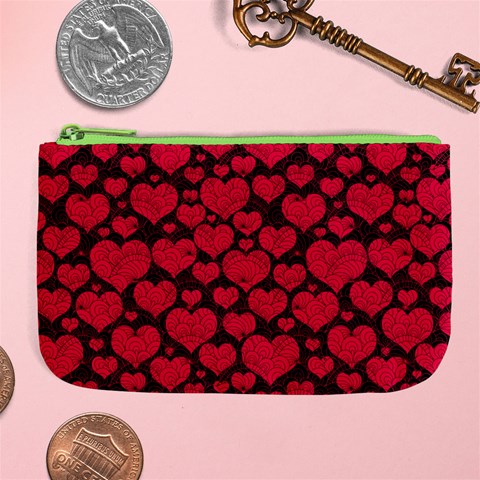 Valentines Day Hearts Pattern Love Red Large Coin Purse from ArtsNow.com Front