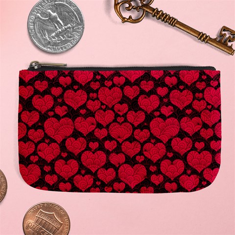 Valentines Day Hearts Pattern Love Red Large Coin Purse from ArtsNow.com Front