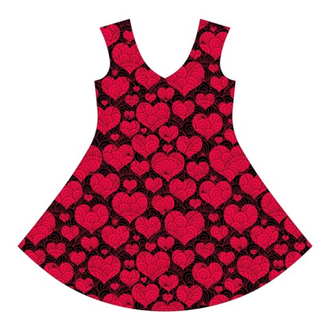 Valentines Day Hearts Pattern Love Red Short Sleeve V Front