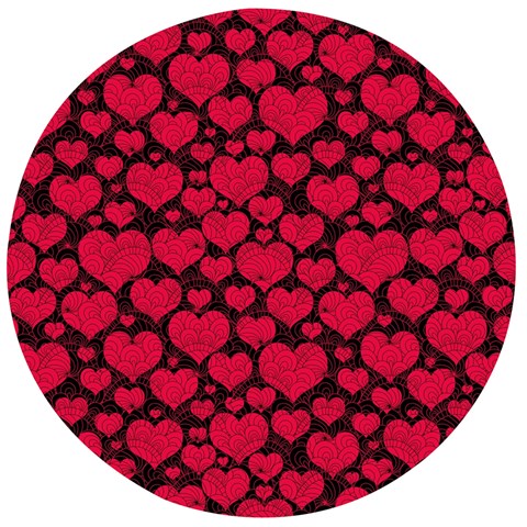 Valentines Day Hearts Pattern Love Red Wooden Bottle Opener (Round) from ArtsNow.com Front