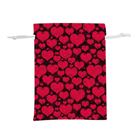 Valentines Day Hearts Pattern Love Red Lightweight Drawstring Pouch (S) from ArtsNow.com Front