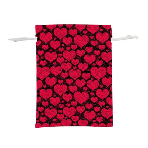 Valentines Day Hearts Pattern Love Red Lightweight Drawstring Pouch (L) from ArtsNow.com Front