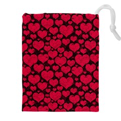 Valentines Day Hearts Pattern Love Red Drawstring Pouch (4XL) from ArtsNow.com Front