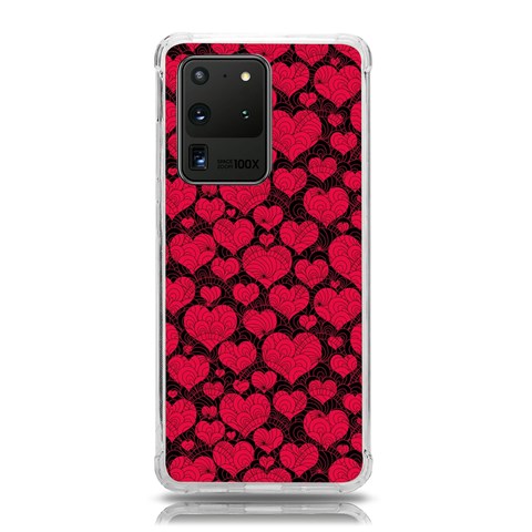 Valentines Day Hearts Pattern Love Red Samsung Galaxy S20 Ultra 6.9 Inch TPU UV Case from ArtsNow.com Front