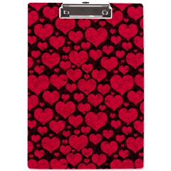 Valentines Day Hearts Pattern Love Red A4 Acrylic Clipboard from ArtsNow.com Front