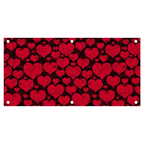 Valentines Day Hearts Pattern Love Red Banner and Sign 4  x 2  from ArtsNow.com Front