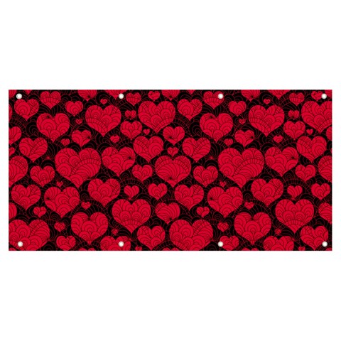 Valentines Day Hearts Pattern Love Red Banner and Sign 8  x 4  from ArtsNow.com Front