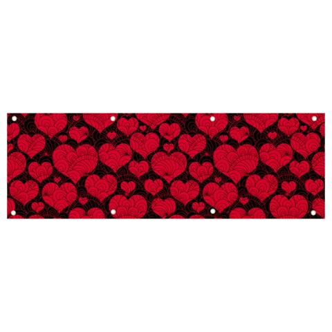 Valentines Day Hearts Pattern Love Red Banner and Sign 9  x 3  from ArtsNow.com Front