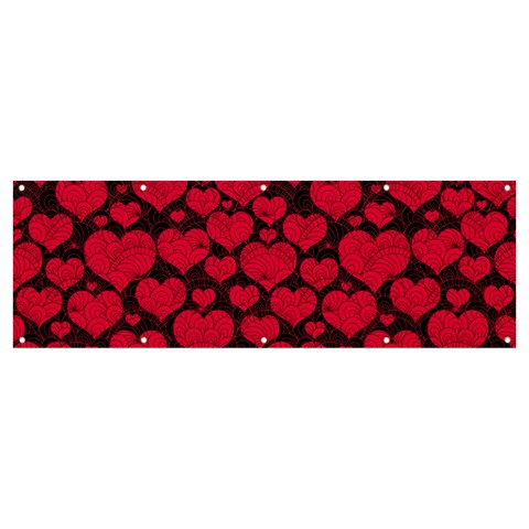 Valentines Day Hearts Pattern Love Red Banner and Sign 12  x 4  from ArtsNow.com Front