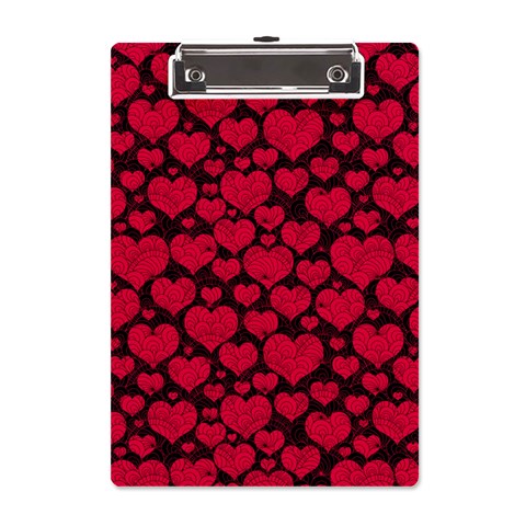 Valentines Day Hearts Pattern Love Red A5 Acrylic Clipboard from ArtsNow.com Front