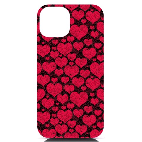 Valentines Day Hearts Pattern Love Red iPhone 14 Black UV Print PC Hardshell Case from ArtsNow.com Front