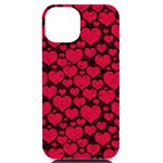 Valentines Day Hearts Pattern Love Red iPhone 14 Black UV Print PC Hardshell Case