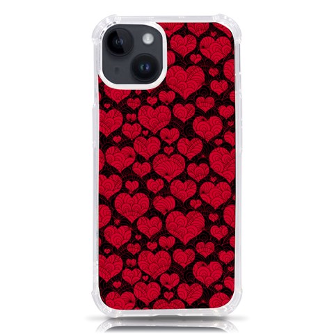 Valentines Day Hearts Pattern Love Red iPhone 14 TPU UV Print Case from ArtsNow.com Front