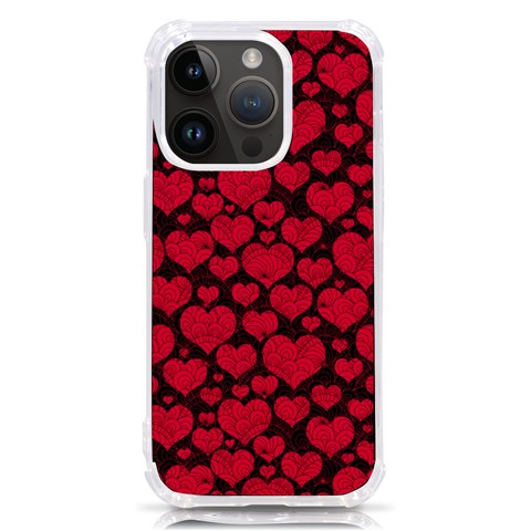 Valentines Day Hearts Pattern Love Red iPhone 14 Pro TPU UV Print Case from ArtsNow.com Front