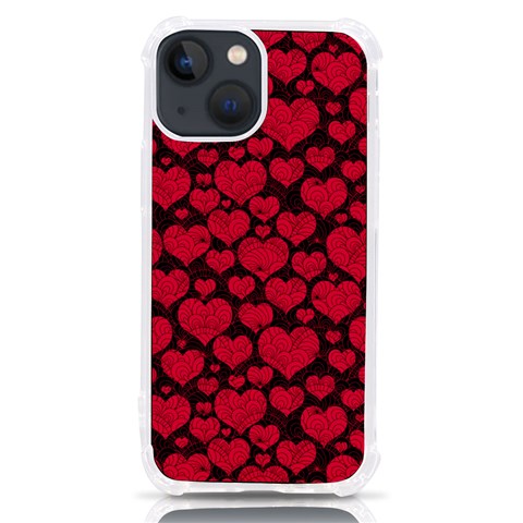 Valentines Day Hearts Pattern Love Red iPhone 13 mini TPU UV Print Case from ArtsNow.com Front