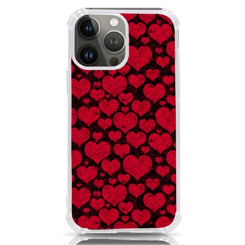 Valentines Day Hearts Pattern Love Red iPhone 13 Pro Max TPU UV Print Case from ArtsNow.com Front