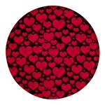 Valentines Day Hearts Pattern Love Red Round Glass Fridge Magnet (4 pack)