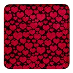 Valentines Day Hearts Pattern Love Red Square Glass Fridge Magnet (4 pack)