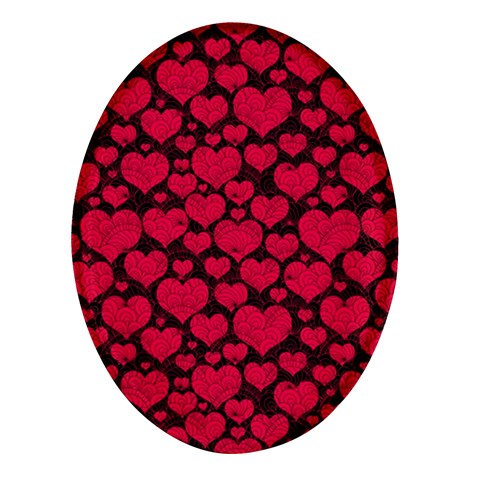 Valentines Day Hearts Pattern Love Red Oval Glass Fridge Magnet (4 pack) from ArtsNow.com Front