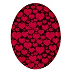 Valentines Day Hearts Pattern Love Red Oval Glass Fridge Magnet (4 pack)