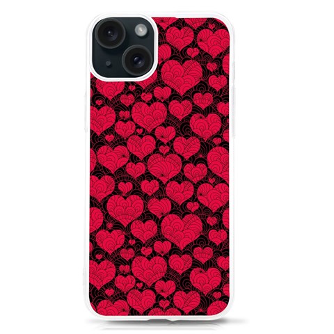 Valentines Day Hearts Pattern Love Red iPhone 15 TPU UV Print Case from ArtsNow.com Front