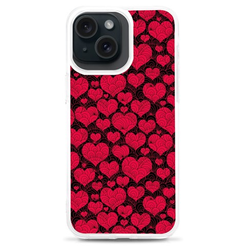 Valentines Day Hearts Pattern Love Red iPhone 15 Plus TPU UV Print Case from ArtsNow.com Front