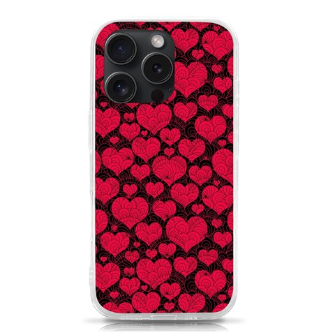 Valentines Day Hearts Pattern Love Red iPhone 15 Pro TPU UV Print Case from ArtsNow.com Front