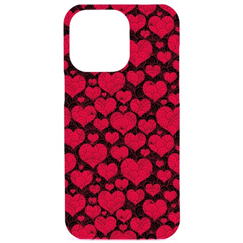 Valentines Day Hearts Pattern Love Red iPhone 15 Pro Max Black UV Print PC Hardshell Case from ArtsNow.com Front