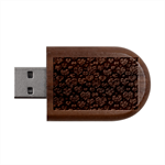 Valentines Day Hearts Pattern Love Red Wood Oval USB Flash Drive