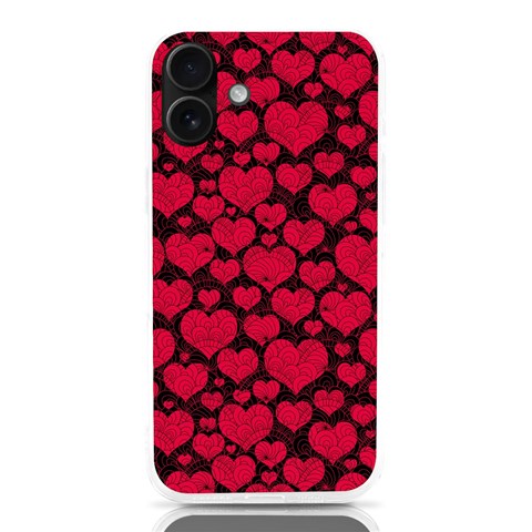 Valentines Day Hearts Pattern Love Red iPhone 16 Plus TPU UV Print Case from ArtsNow.com Front