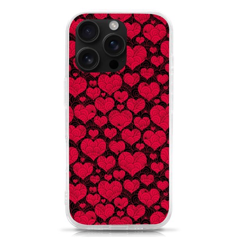 Valentines Day Hearts Pattern Love Red iPhone 16 Pro TPU UV Print Case from ArtsNow.com Front