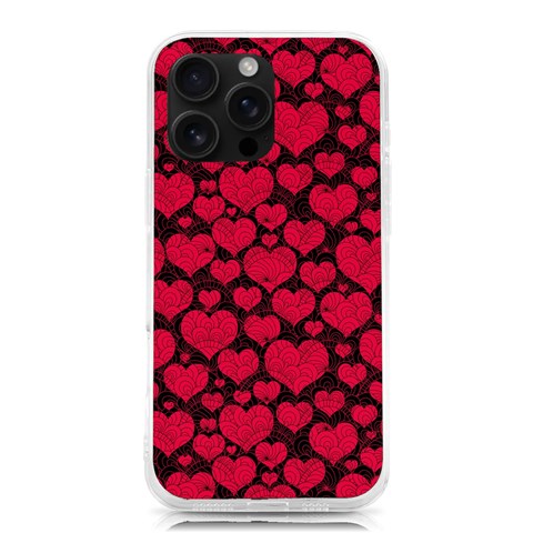 Valentines Day Hearts Pattern Love Red iPhone 16 Pro Max TPU UV Print Case from ArtsNow.com Front