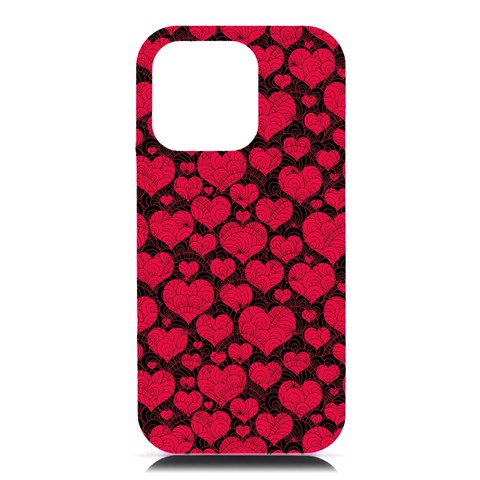 Valentines Day Hearts Pattern Love Red iPhone 16 Pro Max Black UV Print PC Hardshell Case from ArtsNow.com Front