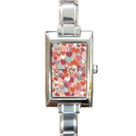 Valentines Day Hearts Romance Love Rectangle Italian Charm Watch