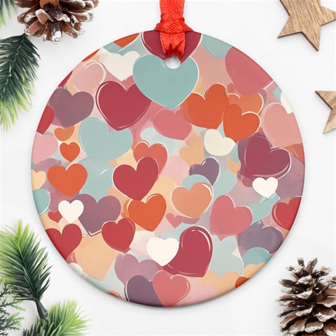 Valentines Day Hearts Romance Love Ornament (Round) from ArtsNow.com Front