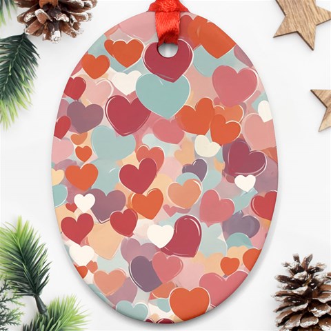 Valentines Day Hearts Romance Love Ornament (Oval) from ArtsNow.com Front