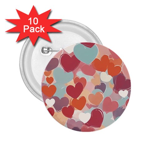 Valentines Day Hearts Romance Love 2.25  Buttons (10 pack)  from ArtsNow.com Front